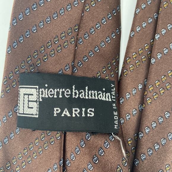 Pierre Balmain brown silk tie - Picture 3 of 5